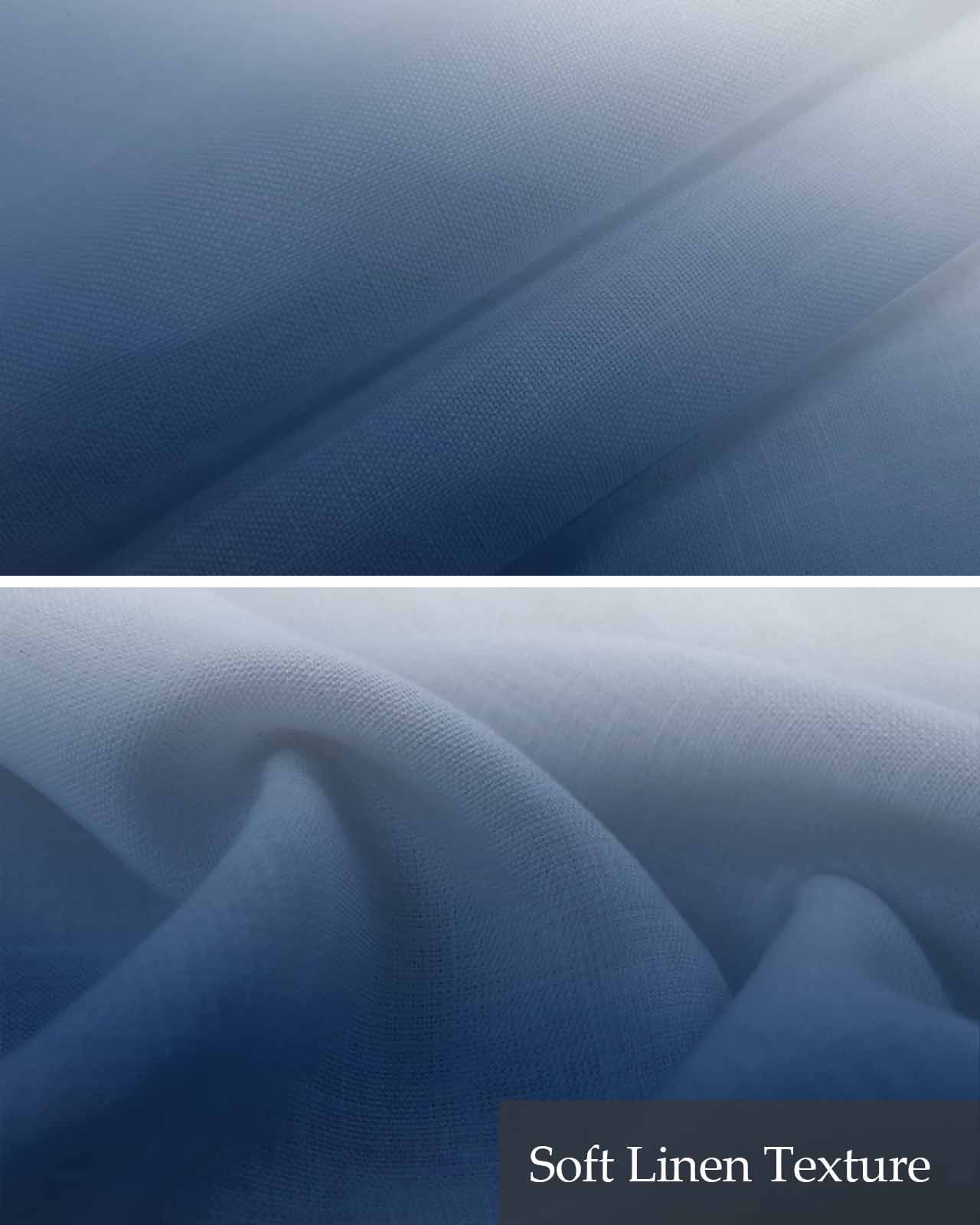 Navy Blue Ombre Kitchen Valances for Windows Farmhouse Linen Window Valance Curtain for Living Room Window Treatment Modern Abstract Art Gradient Aesthetics Valance Rod Pocket Topper, 42 x 12 Inch