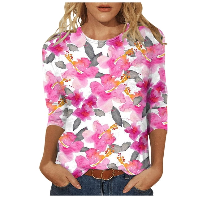 YDLCAFD Easter Womens Fashion Round Neck Short Sleeved Printed T Shirt Top