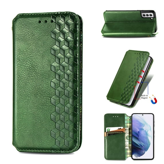 Allytech for Samsung Galaxy S22 Plus 5G Case with Card Slots, Premium PU Leather Cover TPU Bumper Kickstand Magnetic Adsorption Shockproof Flip Wallet Case for Galaxy S22 Plus 6.6 inch 2022, Green