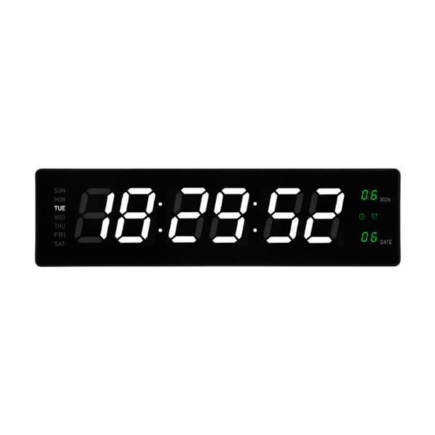 Reloj digital LED de pantalla grande, moderno, para colgar en la pared, para el hogar y el aula. Blanco verde