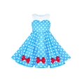 thumbnail image 1 of Robe Fille Bleue à Pois Vintage Rouge Nœud Papillon Sans Manches Quotidienne 6 Ans, 1 of 7