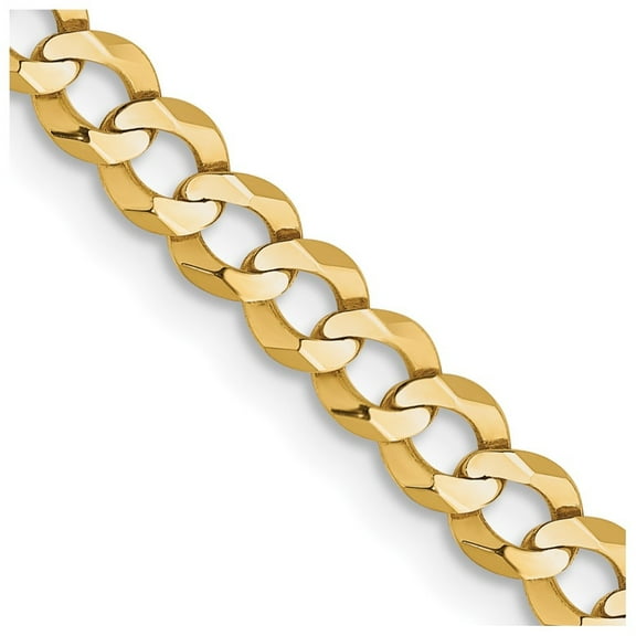 Auriga Fine Jewelry 10K Yellow Gold 3.7 mm Lightweight Flat Cuban Chain Necklace for Women 16"