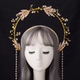 thumbnail image 3 of GRACEART Women Gothic Leaves Headband Halo Crown Virgin Mary Headpiece For Party, 3 of 8