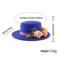 thumbnail image 2 of Tunhigl 22.02"-22.81" Women's Floral Decor Wide-Brimmed Hat, Polyester Flat-Top Fedora for Weddings, Parties & Outdoor Events, 6 Colors, 2 of 3