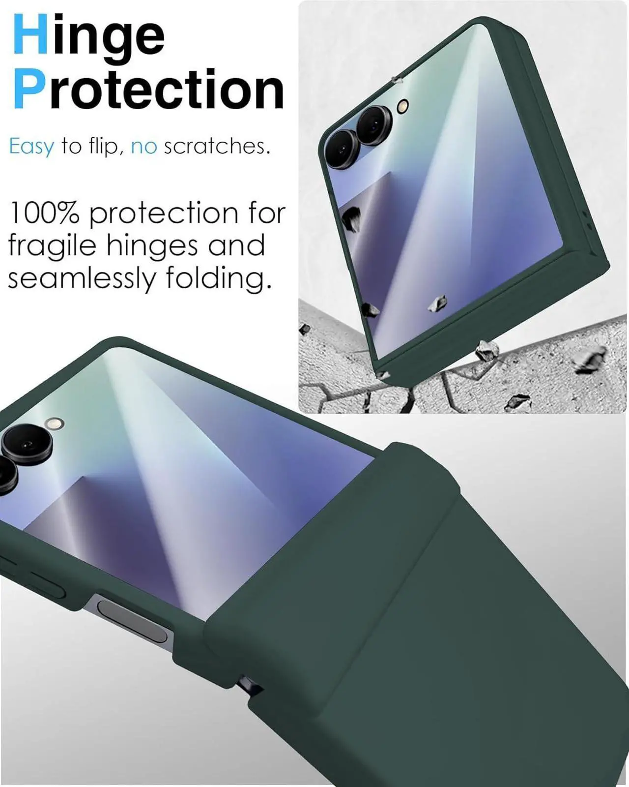 Case for Samsung Galaxy Z Flip 7, Hinge Protection, Built-in Screen Protector, Wireless Charging, Shockproof, Slim Rugged Phone Protective Case for Galaxy Z Flip 7