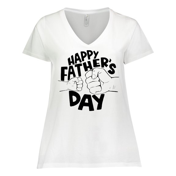 Inktastic Happy Father's Day Parent-Child Fist Bump Women's Plus Size V-Neck T-Shirt