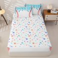 thumbnail image 4 of Castle Fairy Baseball Ice Cream Zipper Full Size Comforter Sets with Fitted Sheet and 2 Pillowcases, Ball Gamer Zipper Bedding Set, Blue White Red,4pcs, 4 of 6