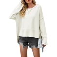 thumbnail image 3 of Women Crewneck Sweaters Bell-Style Sleeve Batwing Knit Tops Slouchy Soft Pullover Tops Color L, 3 of 10