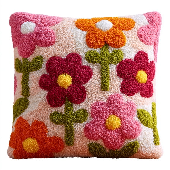 Latch Hook Pillowcase Kits flowers Printed Canvas Cushion Latch Hook Pillow Kits 17x17inch