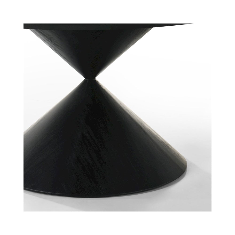 Haven 59" Round Ebony Black Pedestal Wooden Dining Table with Hourglass Base