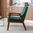 thumbnail image 3 of Mid Century Single Armchair Sofa Accent Chair Retro Modern Solid Wood Armrest Accent Chair, Fabric Upholstered Wooden Lounge Chair, 3 of 11