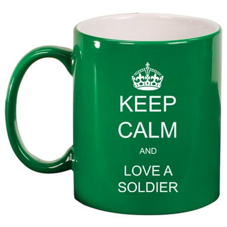 UPC 799928000147 product image for Keep Calm and Love A Soldier Ceramic Coffee Tea Mug Cup Green | upcitemdb.com