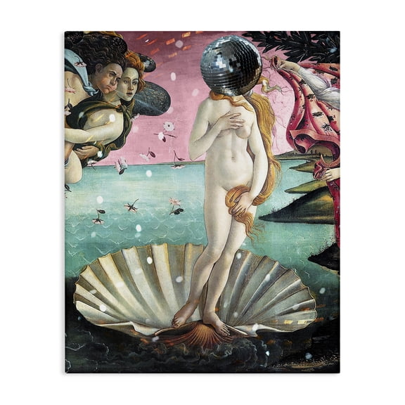 Stupell Industries Classic Clamshell with Disco Ball Abstract Painting Wrapped Canvas Canvas Art Print Wall Art, 16 x 20