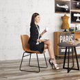thumbnail image 6 of LUE BONA Set of 2 ALX Faux Leather Dining Chairs with Back, Modern Metal Frame Armless Chairs, 18"High Stools, Whiskey Brown, 6 of 8