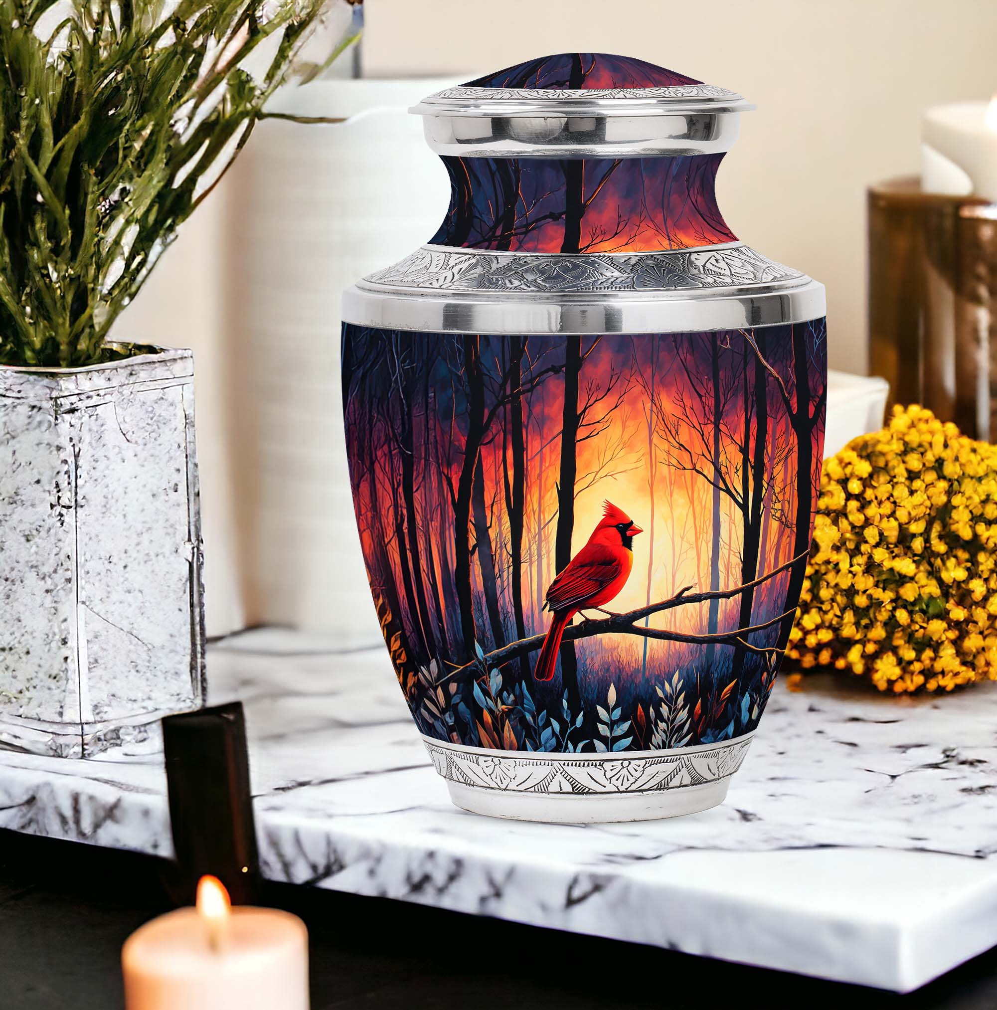 SABURIAL Cardinal Large Cremation Urns for Adult Female Ashes - Memorial Urn for Funeral - Decorative Burial Urns for Human Ashes Adult Man - Unique Urn for Male - 10 Inch