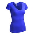 thumbnail image 3 of Essential Basic Women's Plain Short Sleeve V Neck T Shirts - 2Pk - Red, Royal, 2XL, 3 of 3