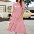 thumbnail image 5 of Viikei Plus Size Short Sleeve Dress for WomenPolka Dot Print Puff Sleeve Dot Long Dresses, 5 of 6