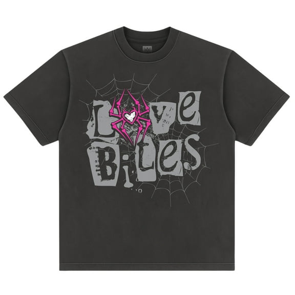 Men's Black AJ Lee Love Bites Retro Oversized T-Shirt