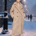 thumbnail image 2 of Long Blend Trench Coat Classic Warm Winter Overcoat With Pockets For Outerwear Fashion Elegant Double Design winter clothing for women, 2 of 5