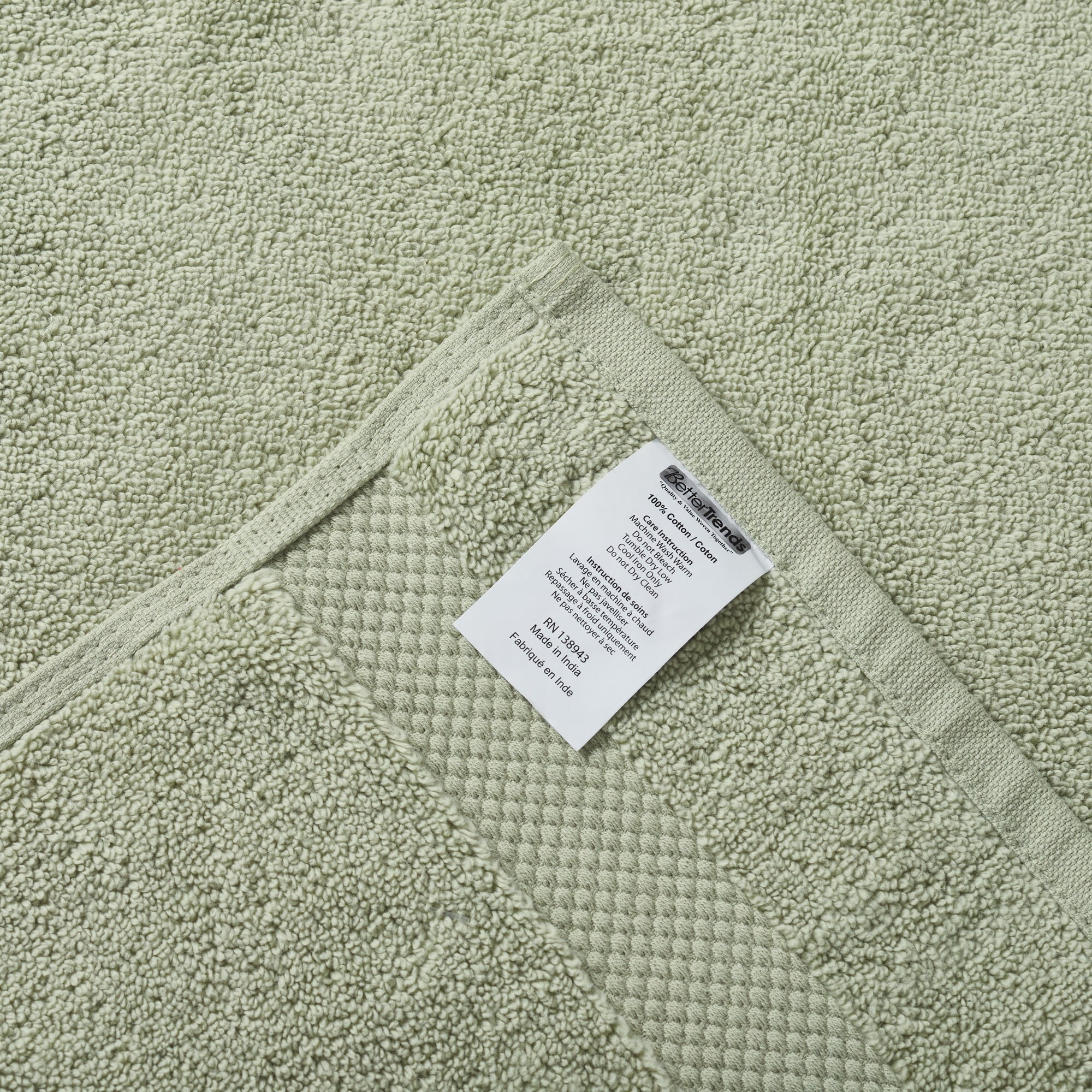 Better Trends Washcloths For Body And Face, 100% Cotton, Soft, Absorbent, Zero Twist Cotton Baby Wash Cloth, Shower, Travel, Dark Sage Small Towel, 12"X12", 12 Pack