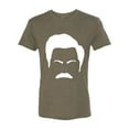 thumbnail image 2 of Wild Bobby, White Parks and Rec Fans Ron Swanson Mustache Face Silhouette, Pop Culture, Men Premium Tri Blend Tee, Military Green, Large, 2 of 4