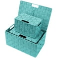 thumbnail image 3 of Ensemble de Paniers Empilables Tissés, 3 Pcs - Aqua, 3 of 7