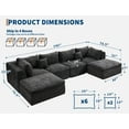 thumbnail image 3 of LIZHOUMIL Modular Cloud Sofa Set, Chenille U/L-Shape, 140"/110", Beige/Black/Gray, 3 of 9