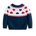 thumbnail image 7 of Odeerbi Kids Girls Cardigan Sweater Cotton Knit Jacquard Sweater Cardigan Children's Color Block Peach Heart Knit Cardigan New Fashion Spring Fall Sweater Navy, 7 of 7