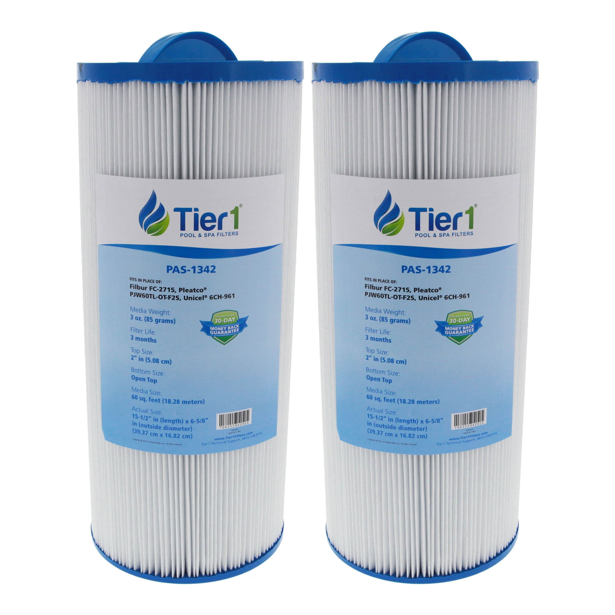 Tier1 Replacement for Jacuzzi J300 6541383 Spa Filter for J300 Series Jacuzzis, 2 Pack