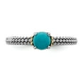 thumbnail image 4 of 925 Sterling Silver & Real 14kt Stackable Expressions Turquoise Antiqued Ring Size: 6; for Adults and Teens; for Women and Men, 4 of 5
