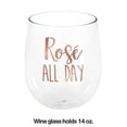 thumbnail image 2 of Creative Converting 340039 Rose All Day Plastic Stemless Wine Glass, 2 of 2