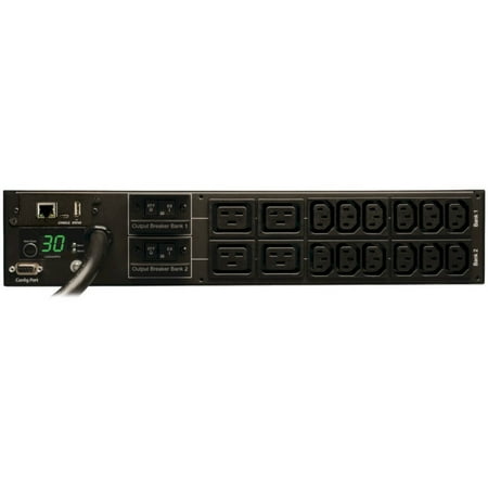UPC: 0037332159205 | Tripp Lite PDU 5.5kW Single-Phase Monitored PDU with LX Platform Interface 208/230V Outlets (12-C13 and 4-C19) L6-30P 12 ft. (3.66 m) Cord 2U Rack-Mount TAA