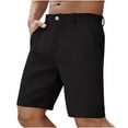 thumbnail image 2 of Fengqque Men's Solid Color Loose and Comfortable Waffle Button Zipper Suit Shorts with Pockets Black M(M), 2 of 6