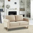 thumbnail image 4 of LeisureMod Loveseat Upholstered in Velvet 2-Person Seater Sofa with Stainless Steel Base and Removable Cushions for Modern Home, Living Room, Offices Lincoln Collection in Beige, 4 of 9