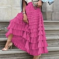 thumbnail image 3 of Womens Long Tulle Skirt A Line Ruffle Tiered Layered Skirts High Waisted Flowy Fairy Tutu Maxi Skirts, 3 of 8