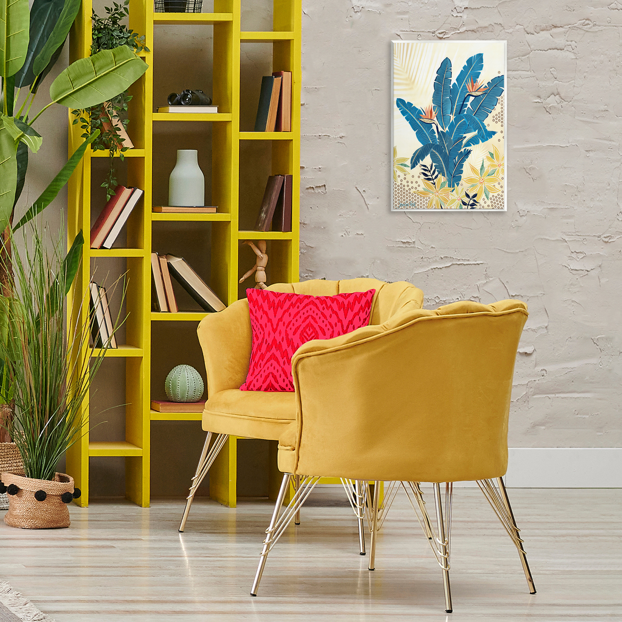 Stupell Industries Blue Birds Of Paradise Botanical & Floral Painting Unframed Art Print Wall Art, 13 x 19
