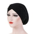 thumbnail image 2 of Ludlz Women Hijab Beading Pearl Braid Turban Hat Head Scarf Cancer Chemo Beanies Bandana Headwrap Cap, 2 of 3