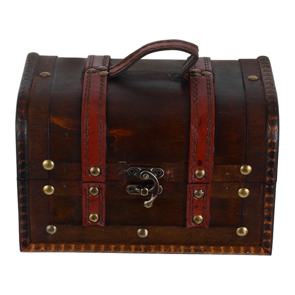 HONMEET Decorative Vintage Storage Chest with Lock for Home Organization Dark Brown Wood