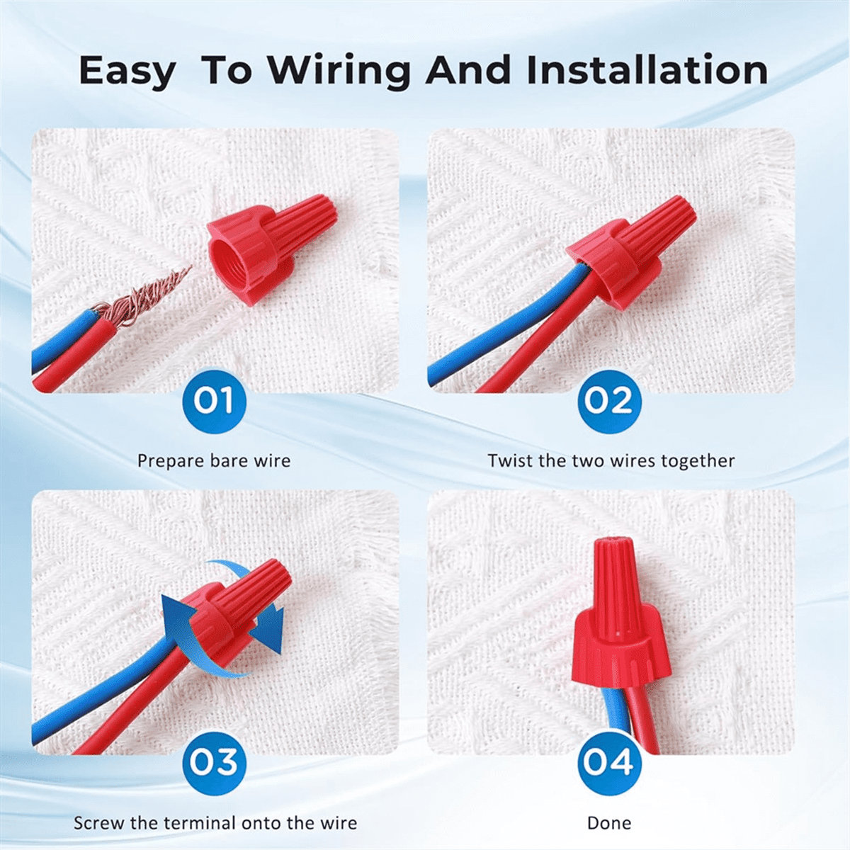 600PCS Red Wire Connectors Nuts, Winged Electrical Wire End Connectors Caps, Twist-on Easy  on Type Connectors