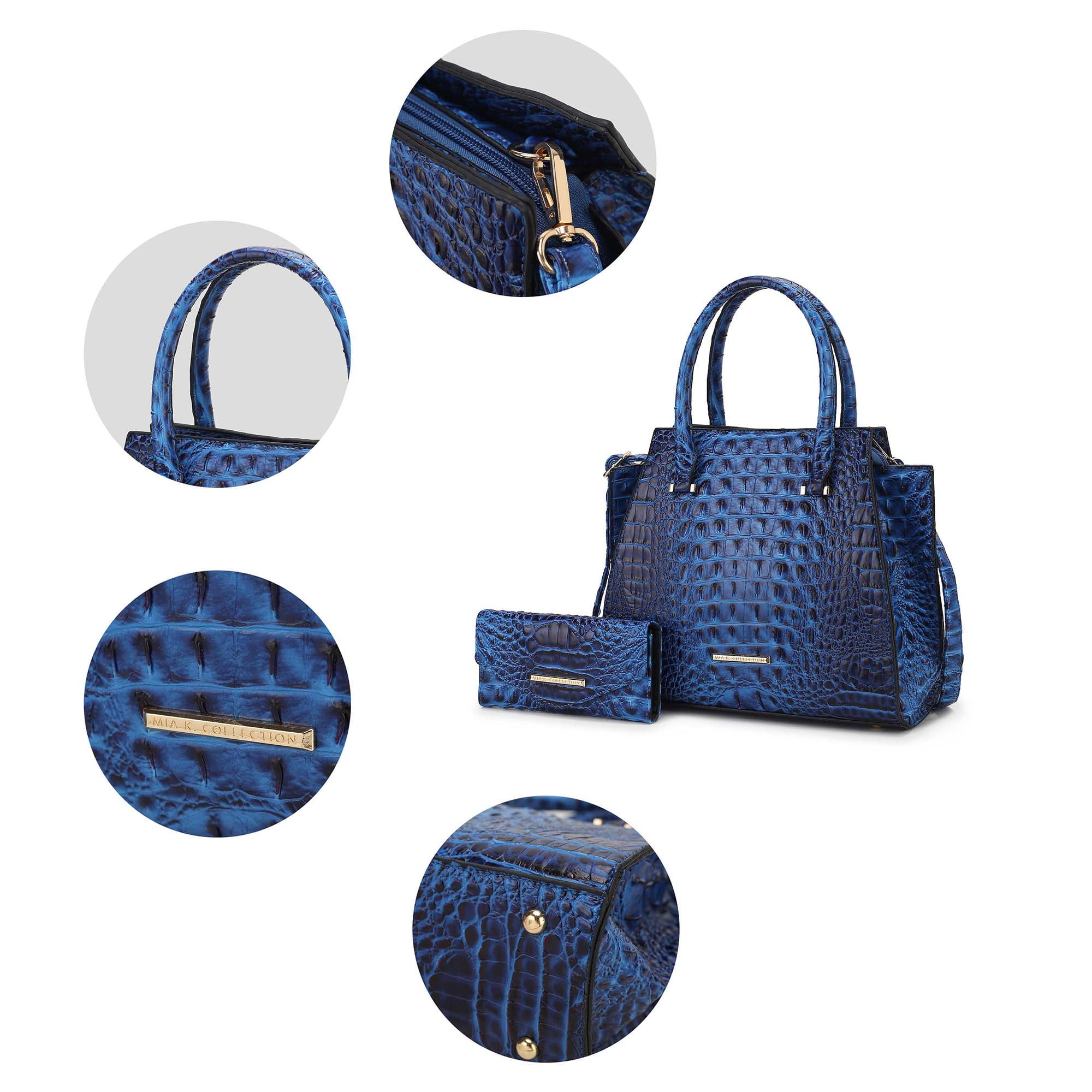 MKF Collection Viridiana Women's Tote Handbag Croc-Embossed Vegan Leather Large Double Handles with Wallet by Mia K - Purple