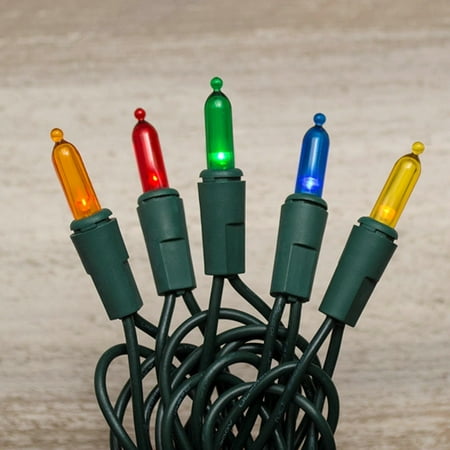 2 Pcs Electric Plug-In String Lights LED String Lights 50 Mini M5 Bulbs Plug In Green Wire Multi ...