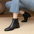thumbnail image 5 of Quealent Adult Women Shoes Wide Width Boots for Women Fashion Women Artificial Leather Solid Color Autumn Thick Sole Dress Boots for Women Low Heel Black 7, 5 of 5