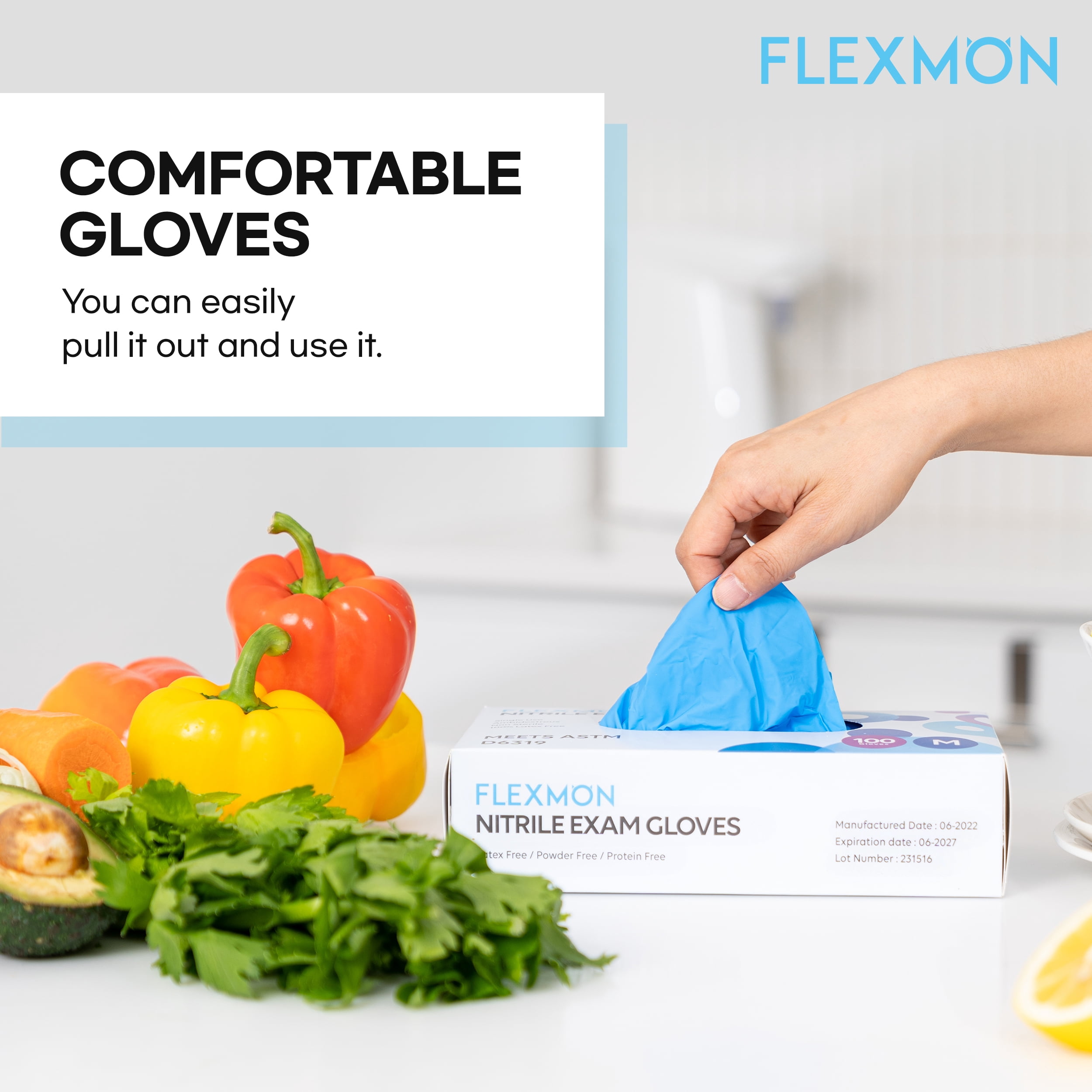 Nitrile Exam and Medical Disposable Gloves, 4.2 Mil, Small 1000/Box by FLEXMON