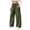 Army Green pants for women, variant on Women Drawstring Elastic Waist Paneled Wide Leg Pants with Patch Pockets Ruched Knee Textured Straight Trousers for Casual Daily Streetwear Black,S