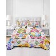 thumbnail image 2 of Twin Quilt Bedding Set, Easter Eggs Reversible Summer Quilt 3 Pieces, Spring Floral Gnomes Plants Butterflies Pink Plaid Lightweight Bedspreads Coverlets with 2 Pillow Shams for All Seasons, 2 of 5