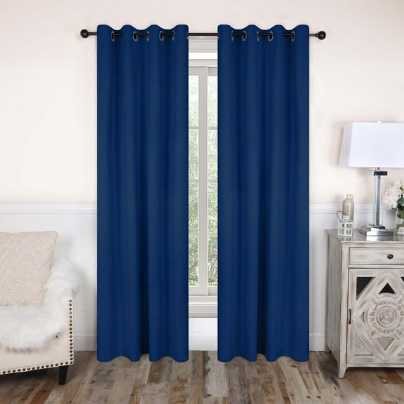 Superior Blackout Solid Light Filtering Grommet Curtain Panel Set, 52"X 96", Marine Blue