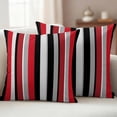 thumbnail image 2 of 2 Pack Outdoor Waterproof Throw Pillow Covers,Black Red Grey Vertical Stripes Decorative Square Patio Pillowcases for Chair Couch Sofa 16x16in, 2 of 9