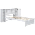 thumbnail image 5 of Twin Size Bed Frame, Wooden Platform Bed Frame with Storage Headboard and Lockers, Slats Support for Livingroom, White, 5 of 6