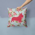 thumbnail image 2 of Caroline's Treasures BB1069-RS-BU-PW1414 Corgi Shabby Chic Blue Roses Decorative Pillow Large Multicolor"", 2 of 4