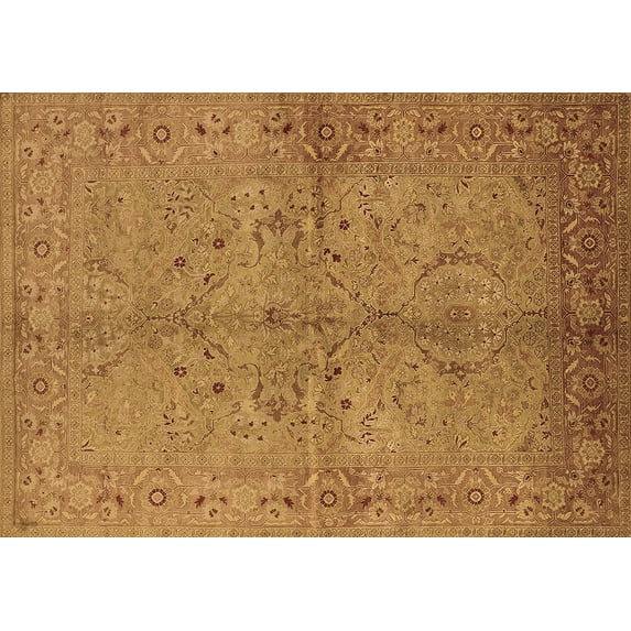 Ahgly Company Machine Washable Indoor Rectangle Oriental Brown Industrial Area Rugs, 7' x 10'
